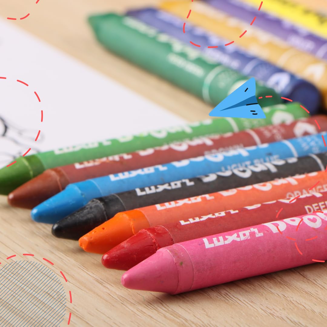 Luxor Doodles Wax Crayons Jumbo 12 Shades