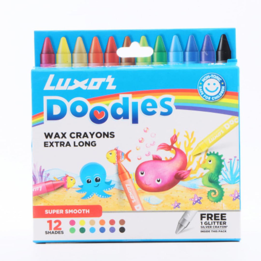 Luxor Doodles Wax Crayons Extra Long 12 Shades