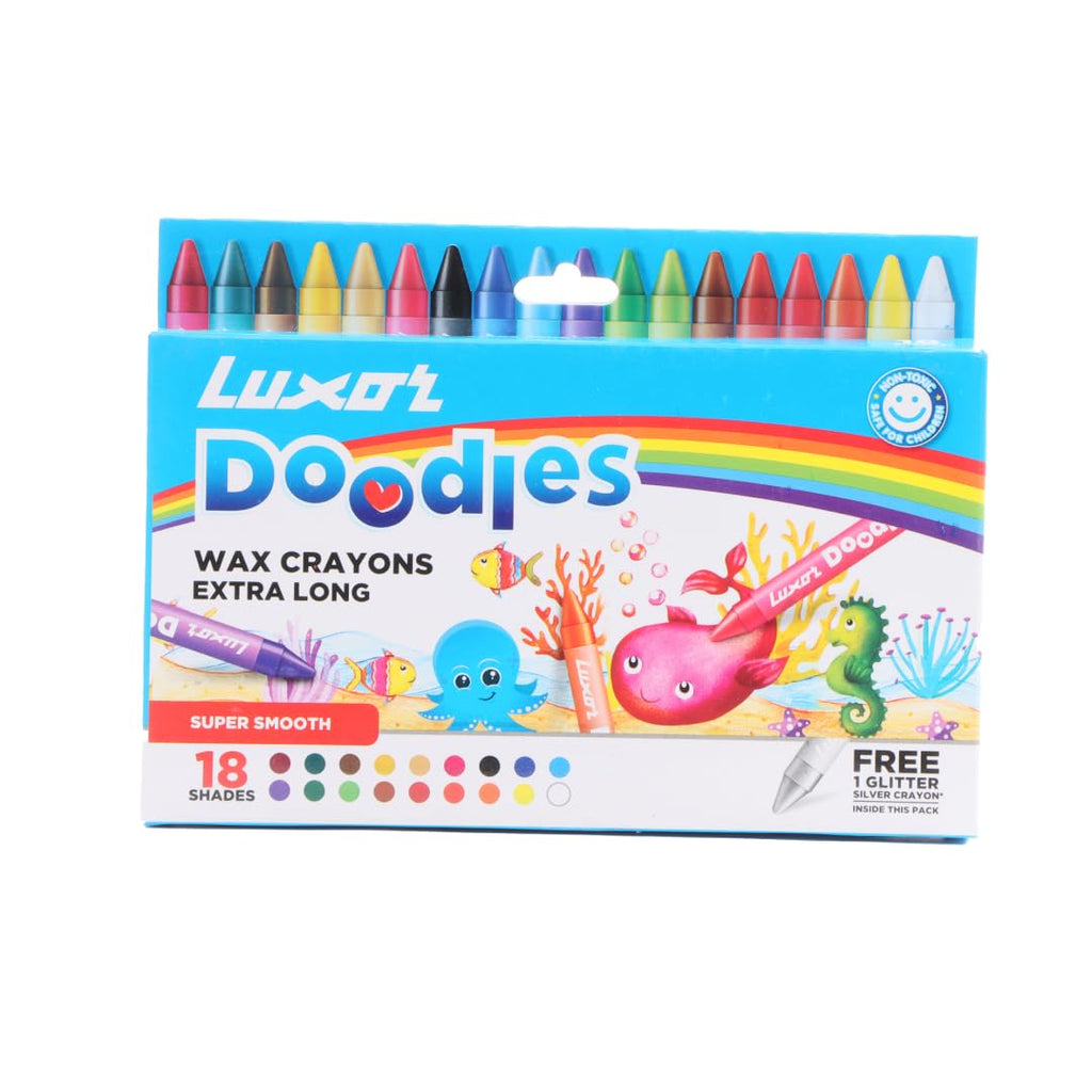 Luxor Doodles Wax Crayons Extra Long 18 Shades