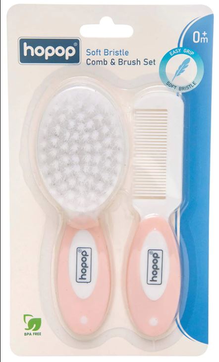 Hopop Soft Bristle Comb & Brush Set 0m+ (Multicolour)