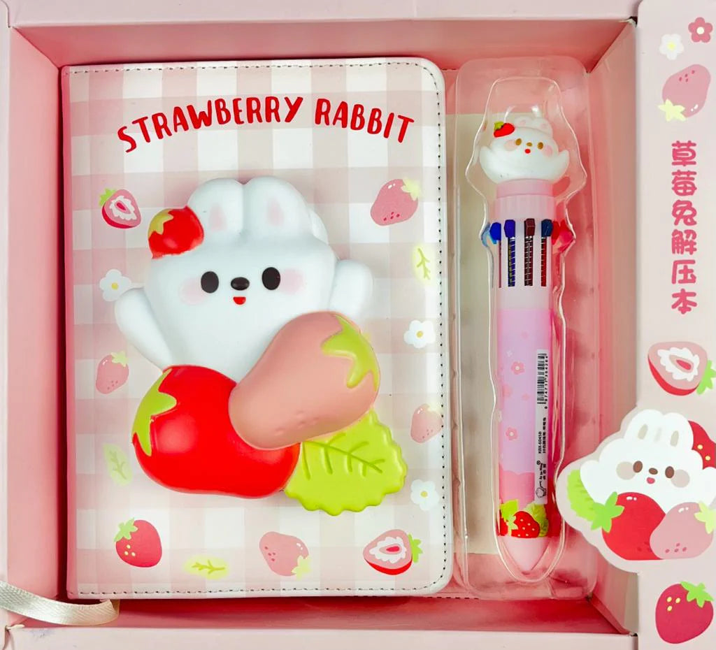 Strawberry Rabbit 3D Multicolour Dairy For Kids