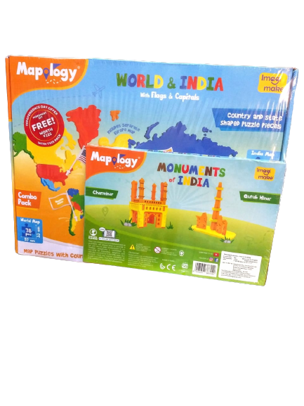 Imagi Make Mapology World & India With Flags & Capitals