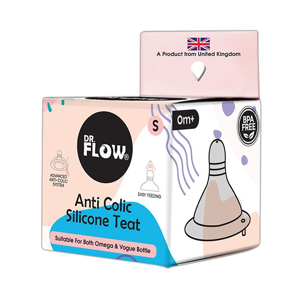 Dr Flow Anti Colic Silicone Teat 0m+