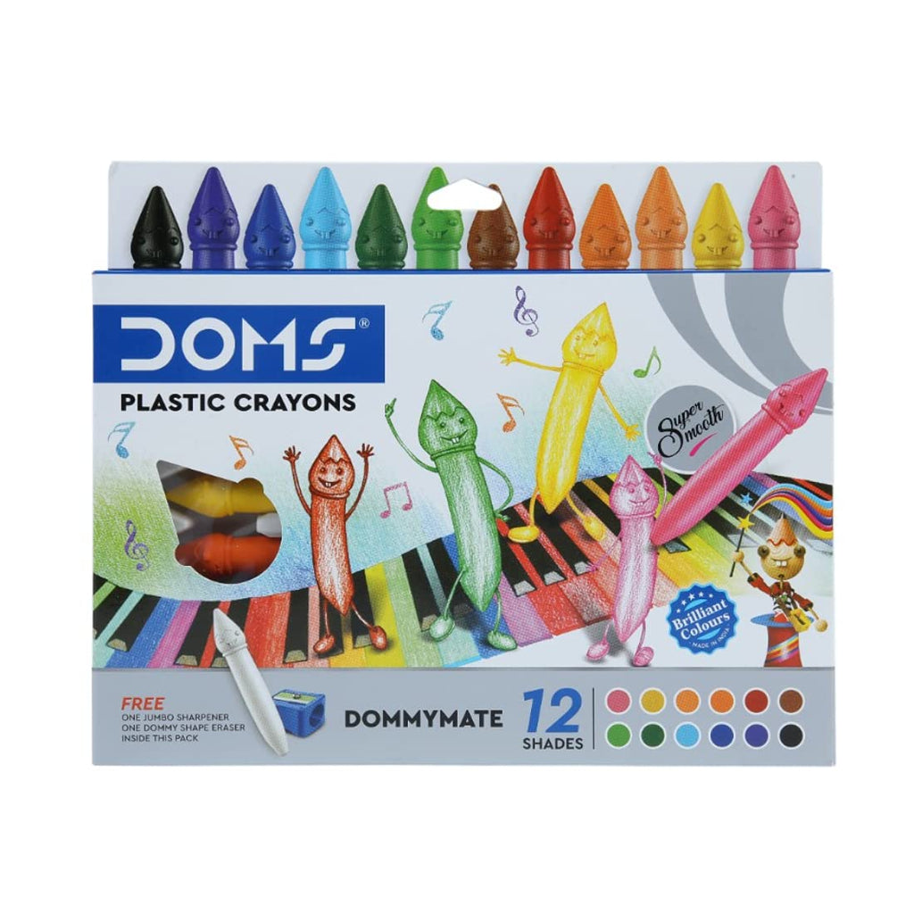  Doms Dommymate Plastic Crayons 12 Shades