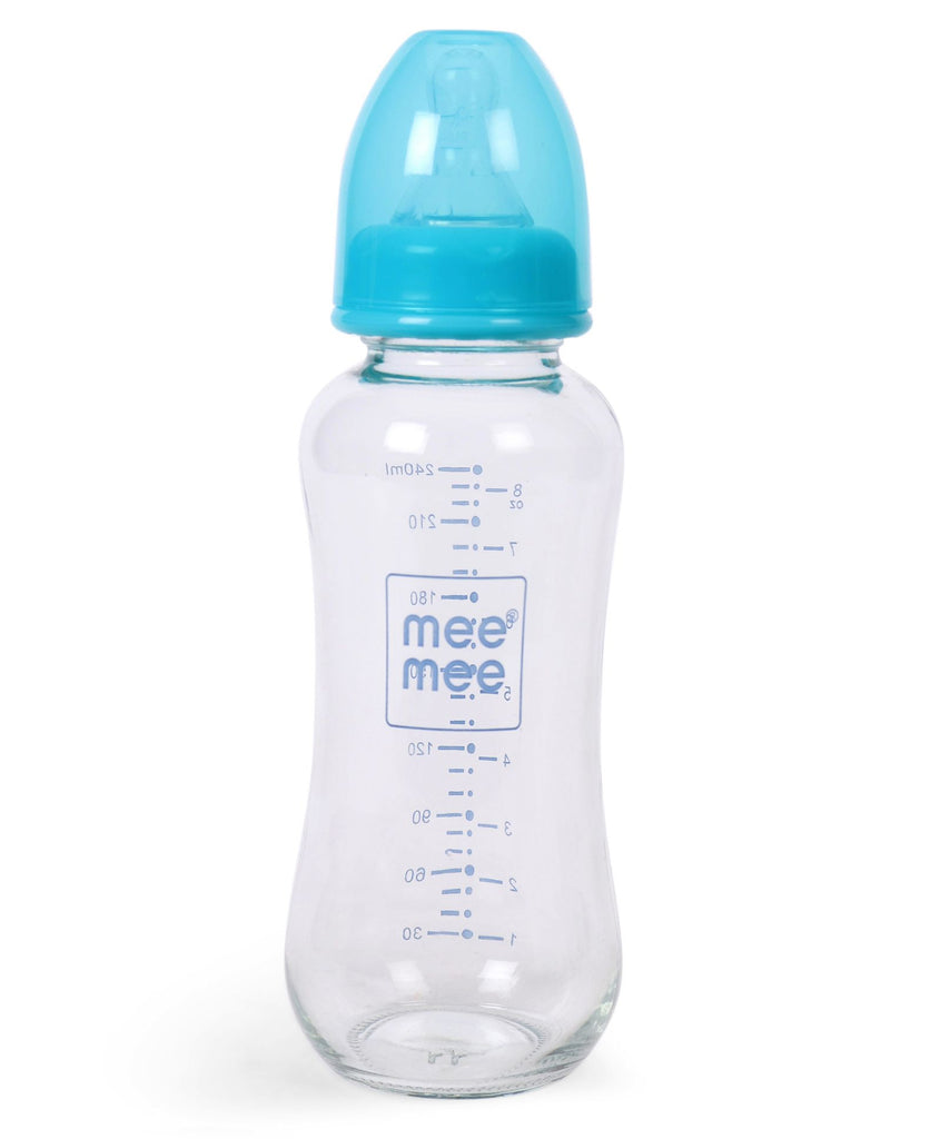 Mee Mee Premium Glass Feeding Bottle 3m+ (Blue)