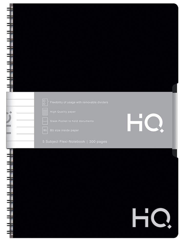 Navneet HQ 5 Subject Flexi Notebook B5 (Black)