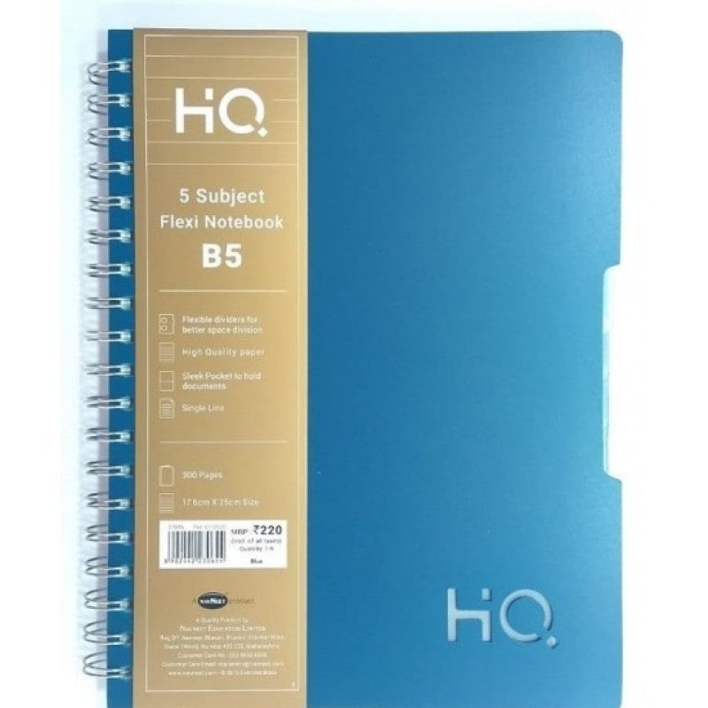 Navneet HQ 5 Subject Flexi Notebook B5 (Blue)