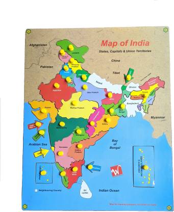 Wood Treasure Map Of India