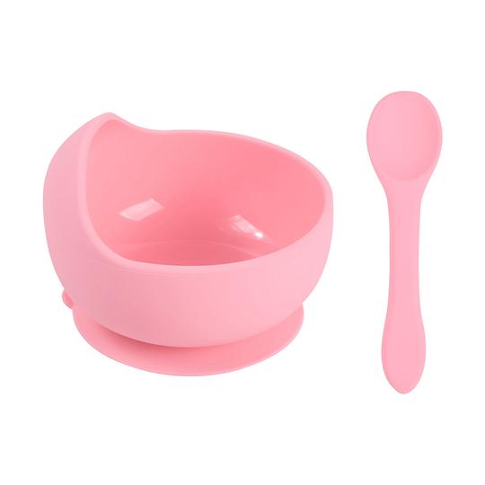 Hopop Stay Put Silicone Bowl & Spoon (Pink)