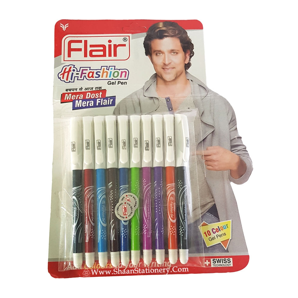 Flair 10 Colour Gel Pens