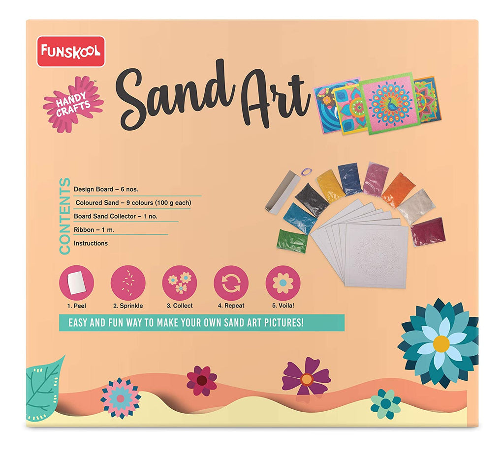 Sand Art Kit for Ages 3 to 10 - Everything Kids Need for Fun DIY Crafts - 16 Sand Peel&Sprinkle Pictures, 2 Sand Art Bottles, 8 Jars of Colored Sand
