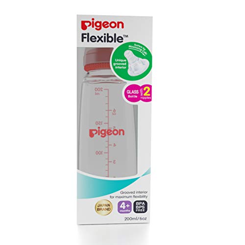 Pigeon Flexible Glass Bottle With 2 Nipples (200ml/6oz)