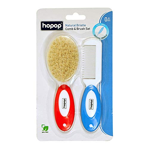 Hopop Natural Bristle Comb & Brush Set 0m+