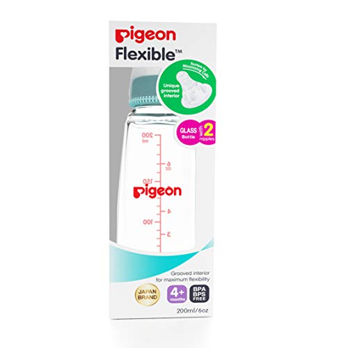 Pigeon Flexible Glass Bottle With 2 Nipples 4m+ (200ml/6oz)