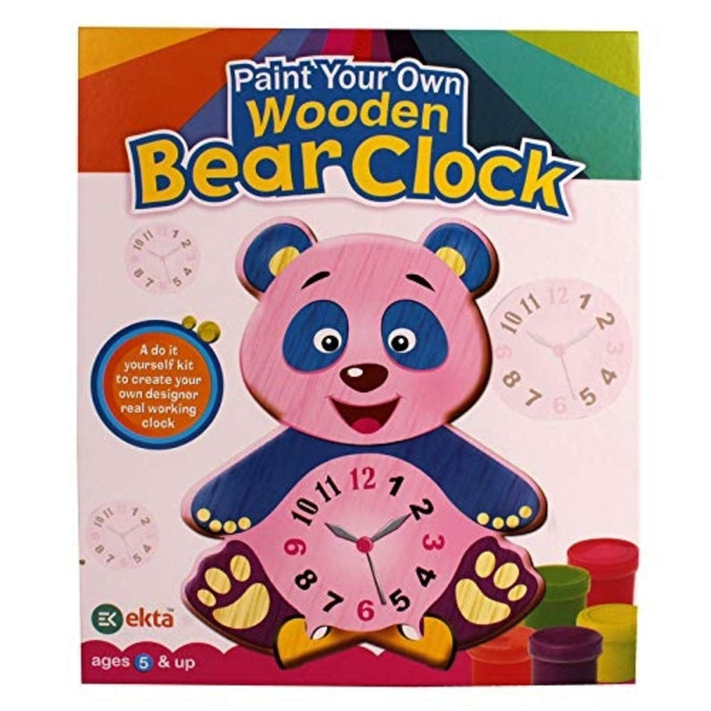 Ekta Paint Your Own Wooden Bear Clock
