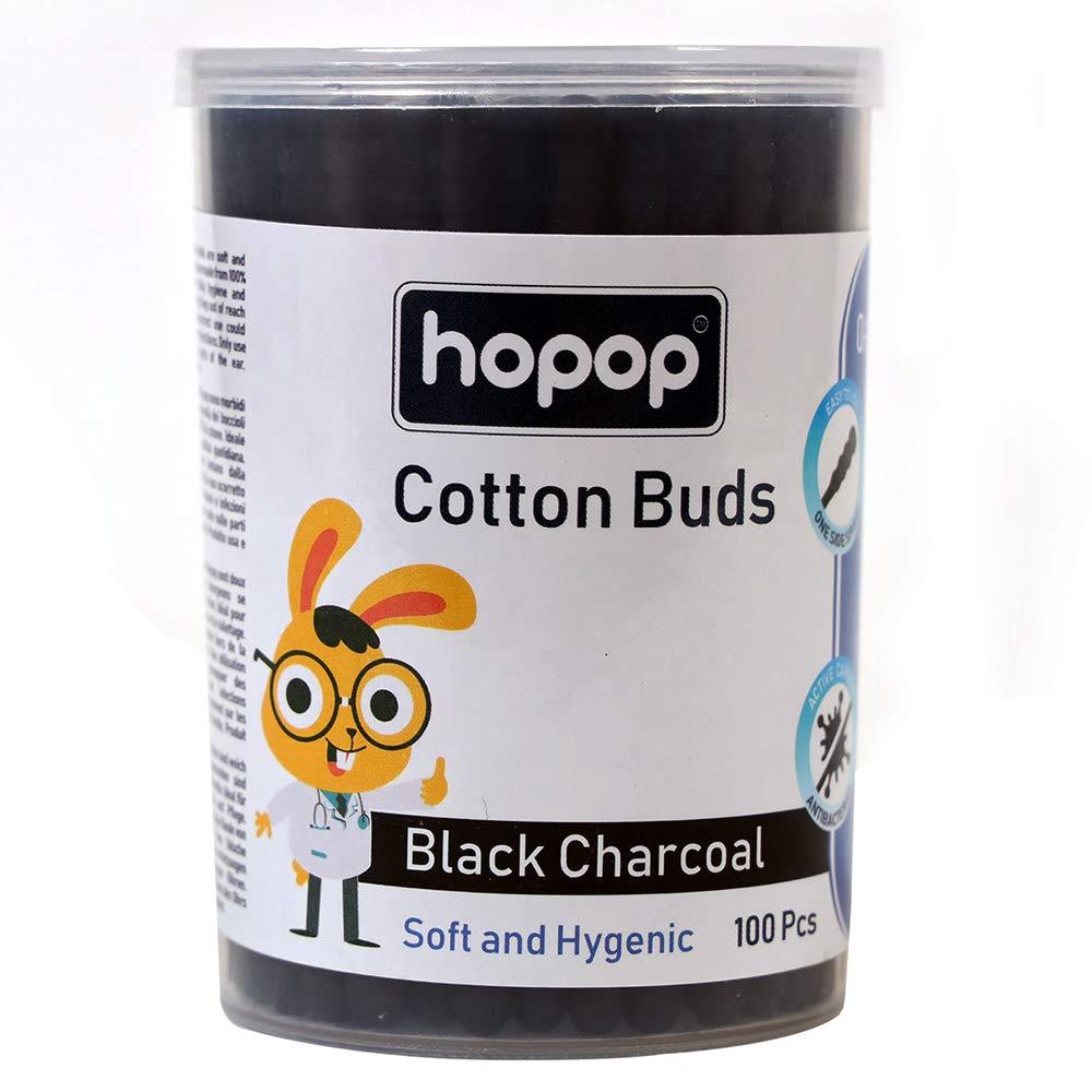 Hopop Black Charcoal Cotton Buds 100Pcs