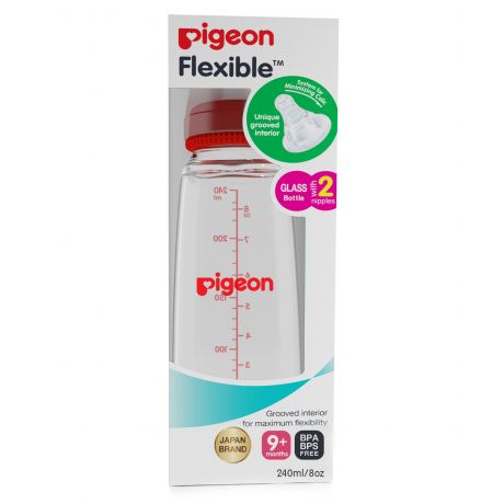 Pigeon Flexible Glass Bottle 9m+ (240ml/8oz)